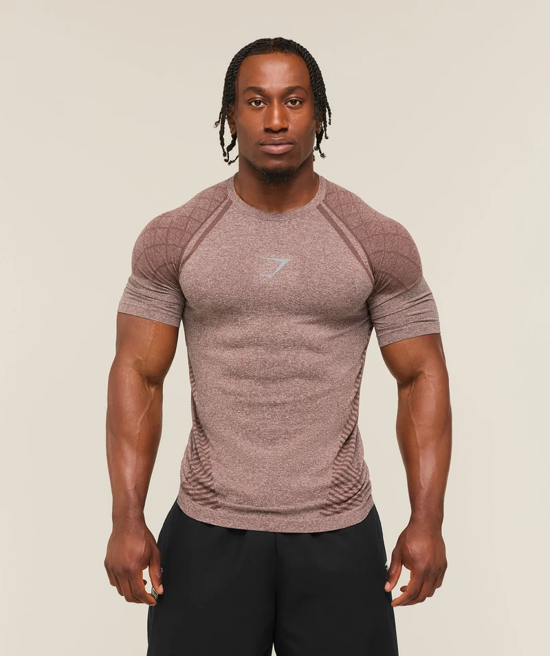Gymshark Devant Seamless T-Shirt - Espresso Brown