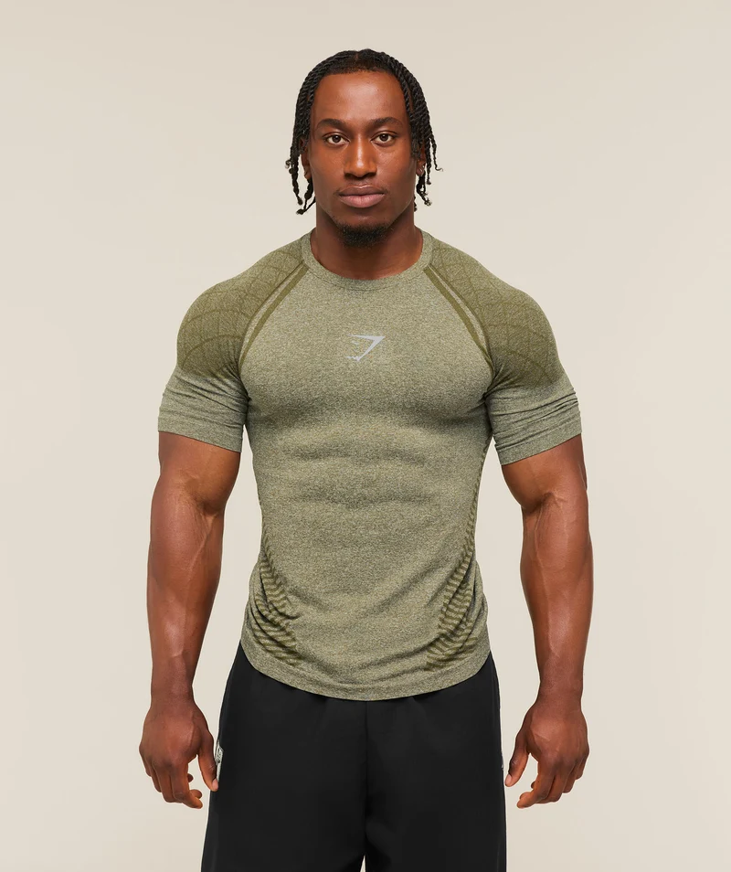 Gymshark Devant Seamless T-Shirt - Canvas Green
