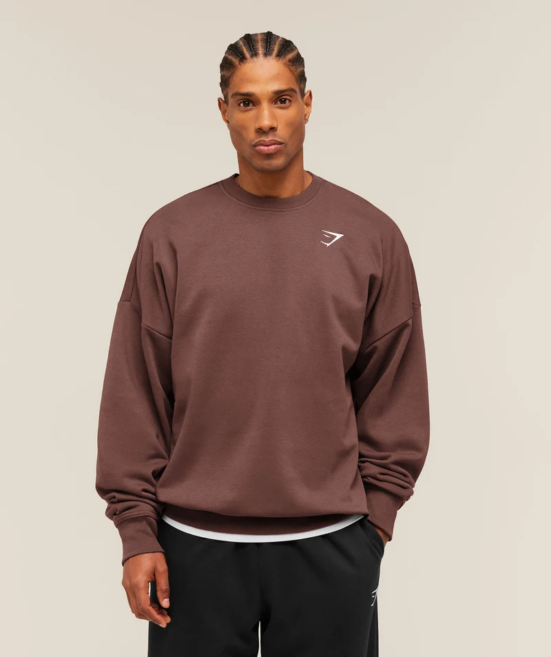 Gymshark Crest Oversized Crew - Espresso Brown