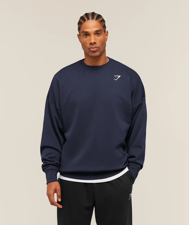 Gymshark Crest Oversized Crew - Heavy Blue