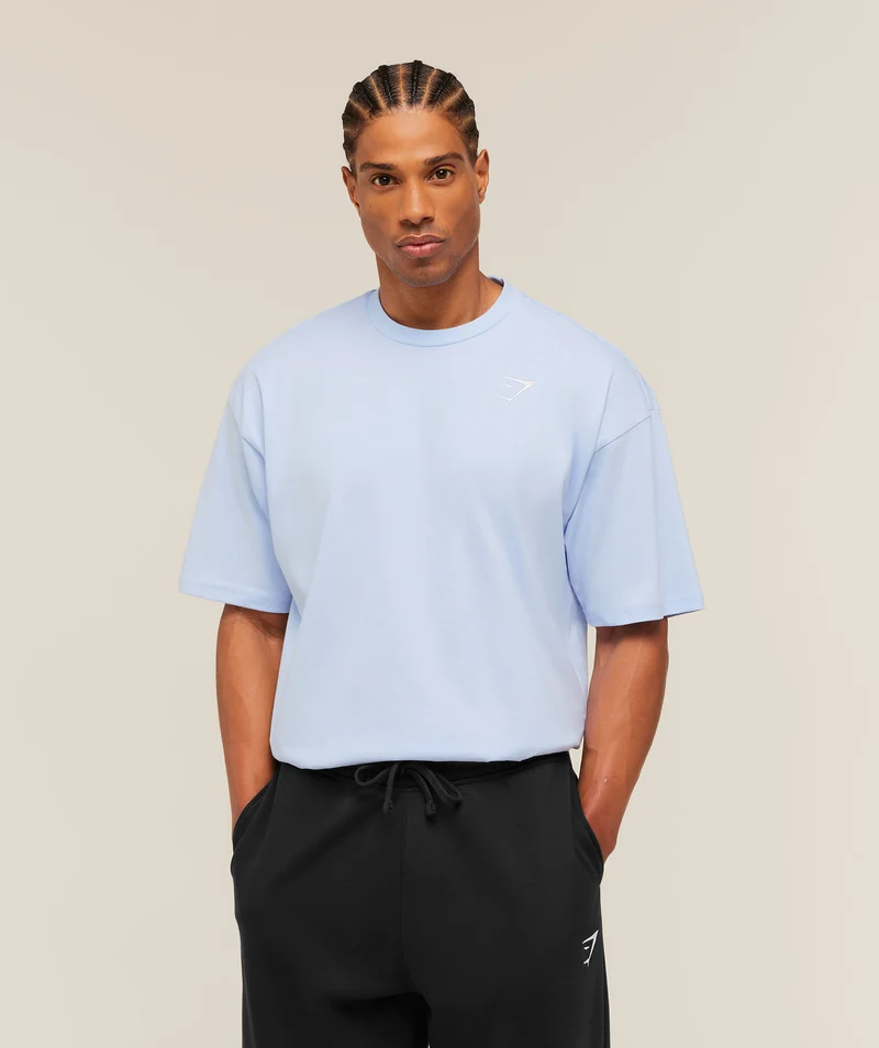 Gymshark Crest Oversized T-Shirt - Tranquil Blue