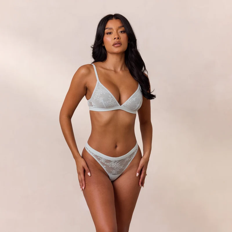 Lace Triangle Bralette - Blå