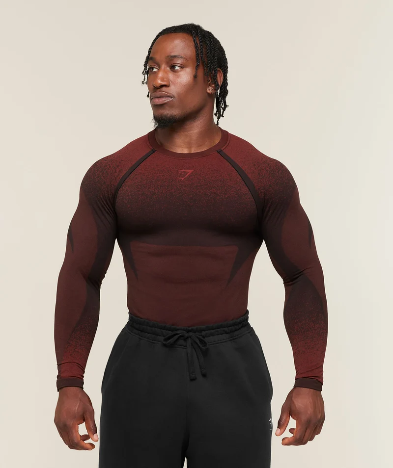 Gymshark Shadow Seamless Long Sleeve T-Shirt - Sets Red