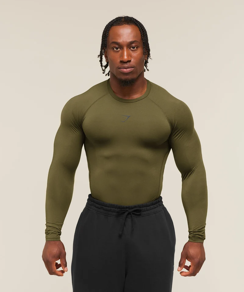 Gymshark Element Baselayer Long Sleeve T-Shirt - Canvas Green
