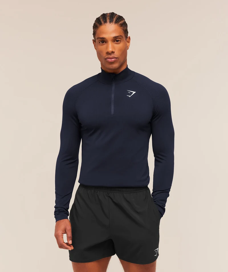 Gymshark Vital Seamless 1/4 Zip - Navy/Heavy Blue