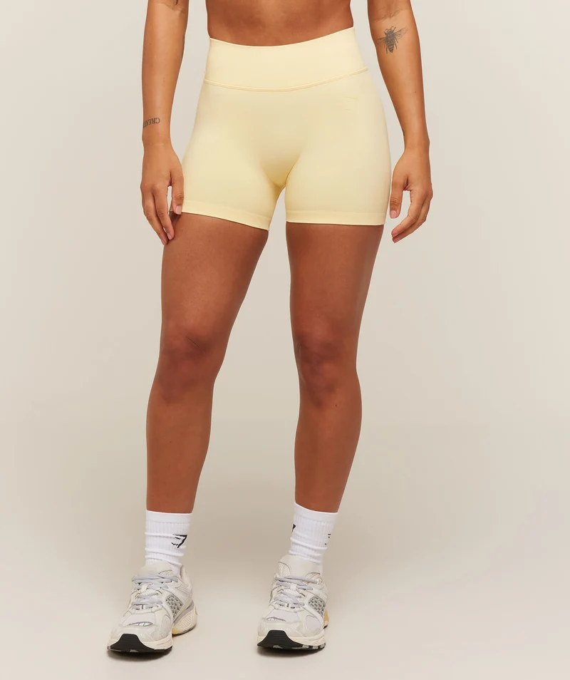 Gymshark Lift Seamless 2.0 Mid-Rise Shorts - Butter Yellow