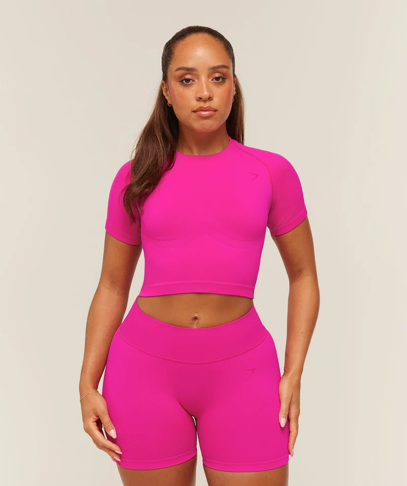 Gymshark Lift Seamless Short Sleeve Top - Super-Set Pink