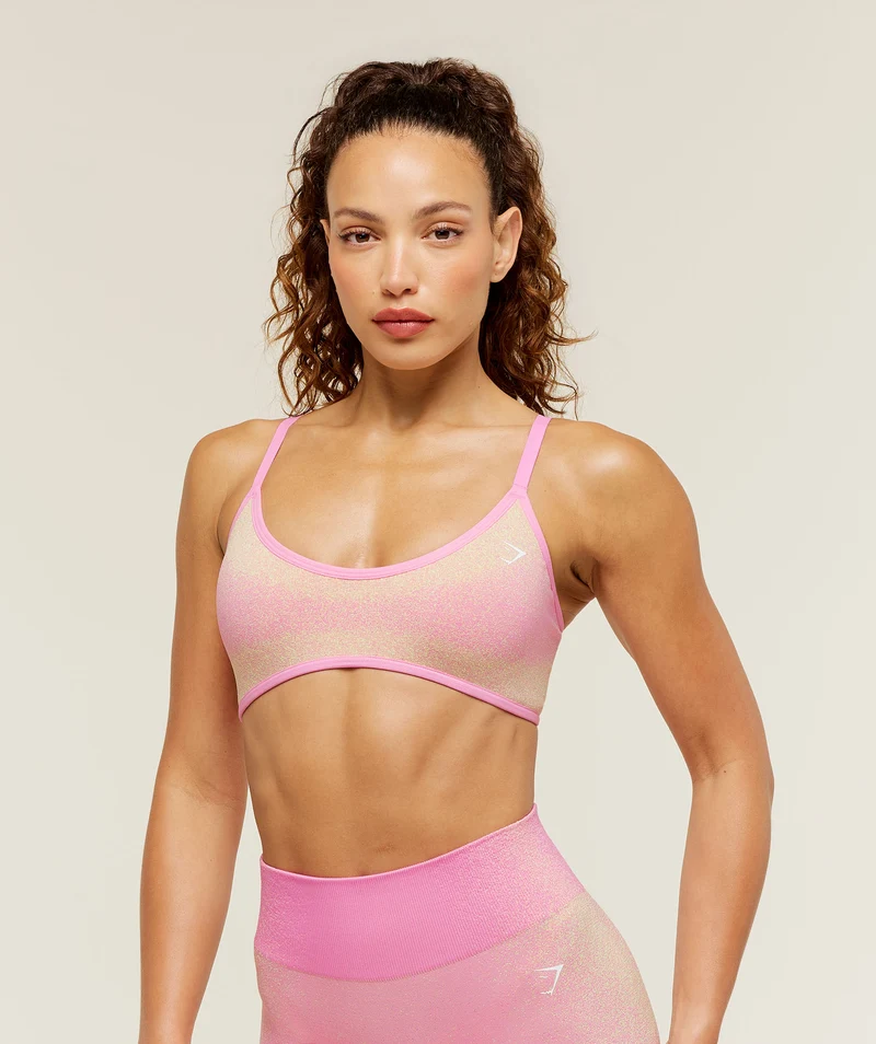 Gymshark Blush Seamless Light Support Sports Bra - Focus Pink/Sorbet Yellow