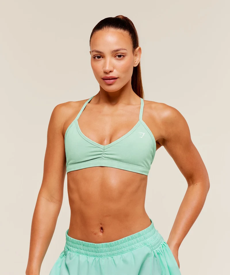 Gymshark Washed Minimal Sports Bra - Pop Turquoise/Wash