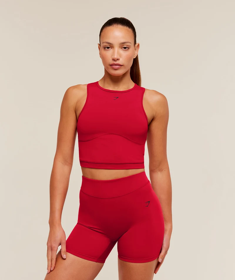 Gymshark Lifting Dipped Crop Tank - Carmine Red