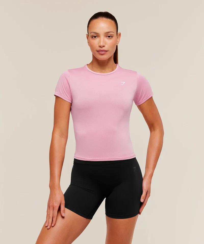 Gymshark Washed Pastel Baby Tee - Focus Pink/Wash