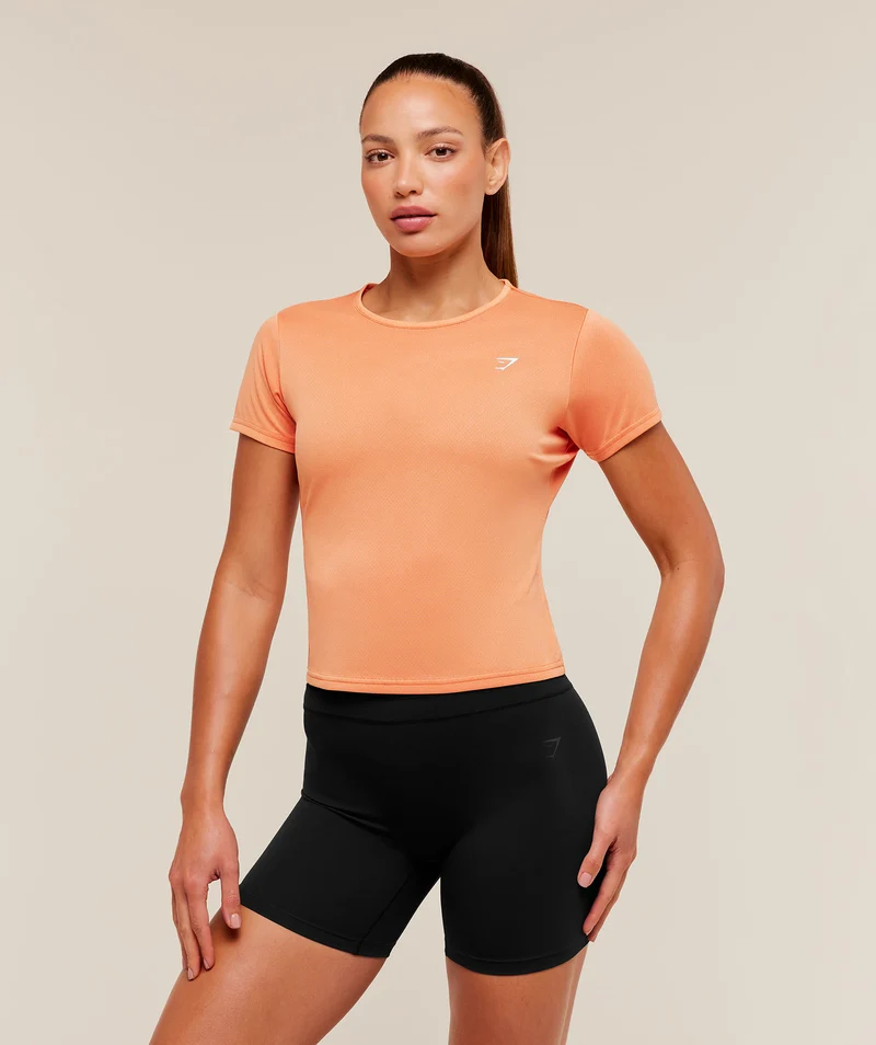 Gymshark Washed Pastel Baby Tee - Dayglow Peach/Wash