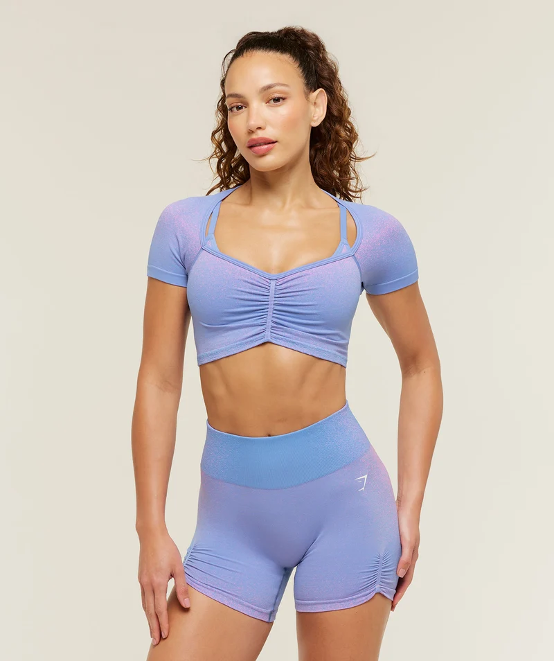 Gymshark Blush Seamless Short Sleeve Top - Steady Purple/Focus Pink