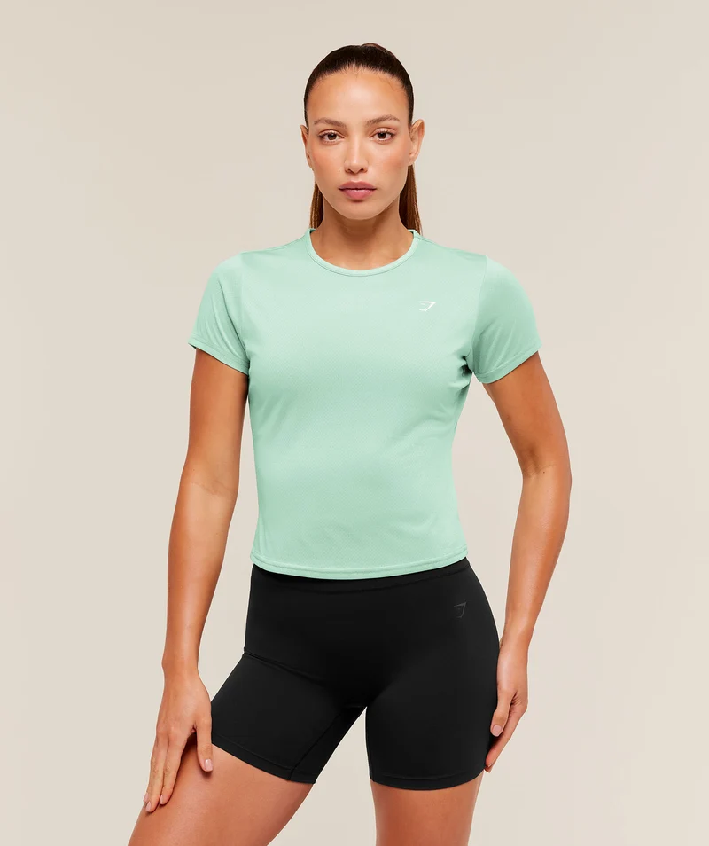 Gymshark Washed Pastel Baby Tee - Pop Turquoise/Wash