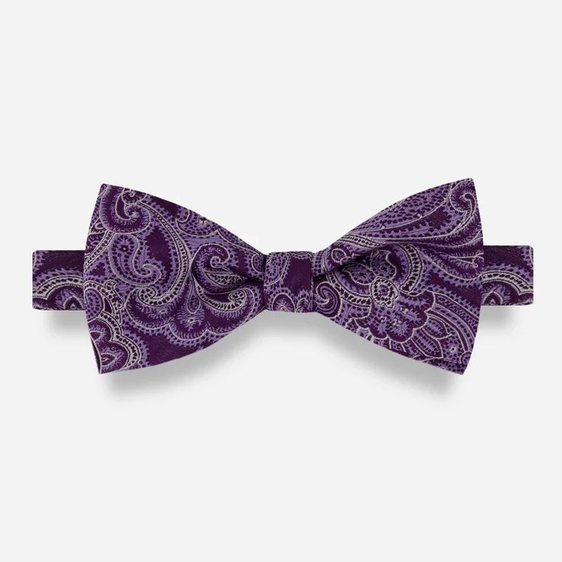 Designer Paisley Eggplant Bow Tie
