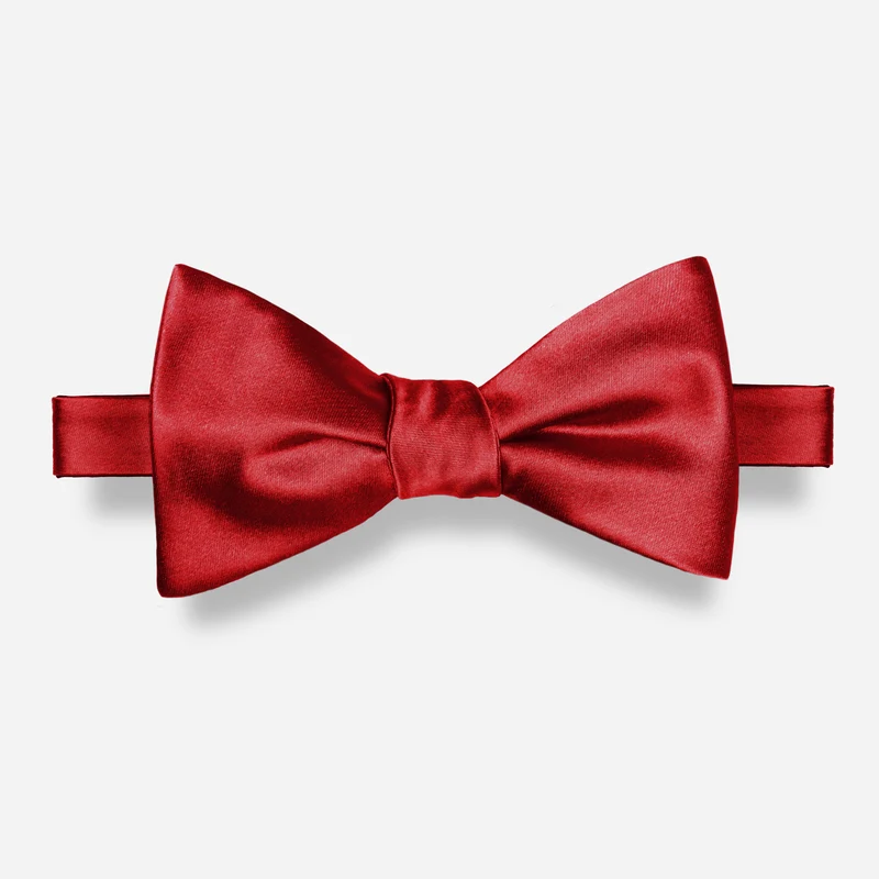 Solid Satin Red Bow Tie