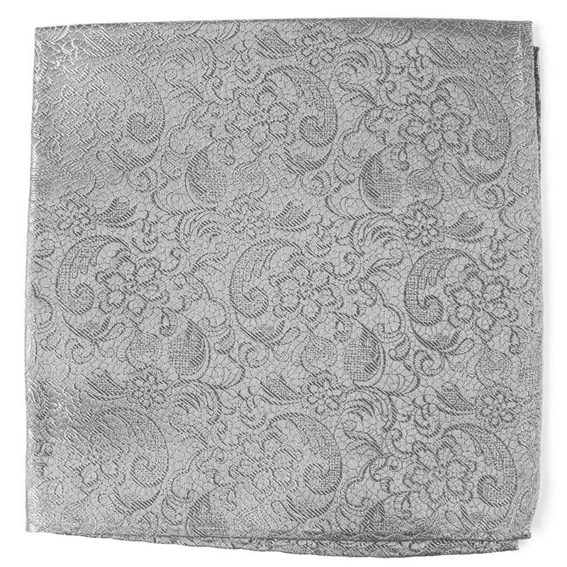 Ceremony Paisley Silver Pocket Square
