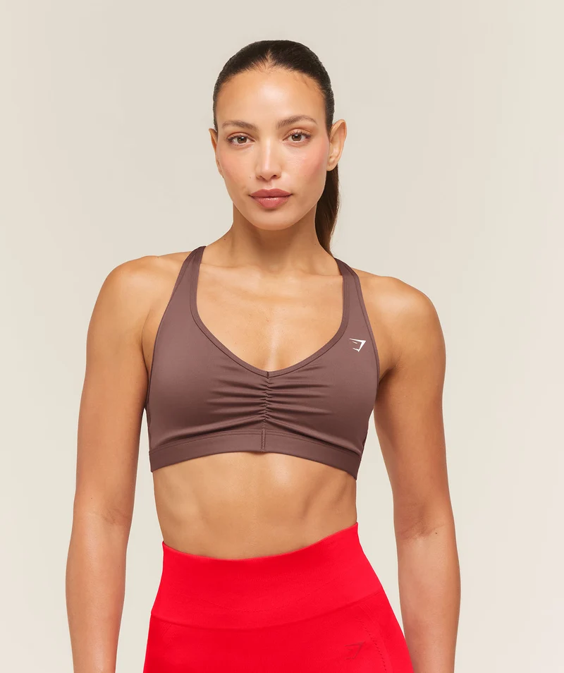 Gymshark Ruched Sports Bra 2.0 - Espresso Brown