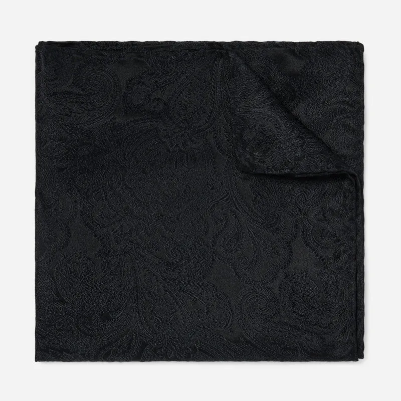 Designer Paisley Black Pocket Square