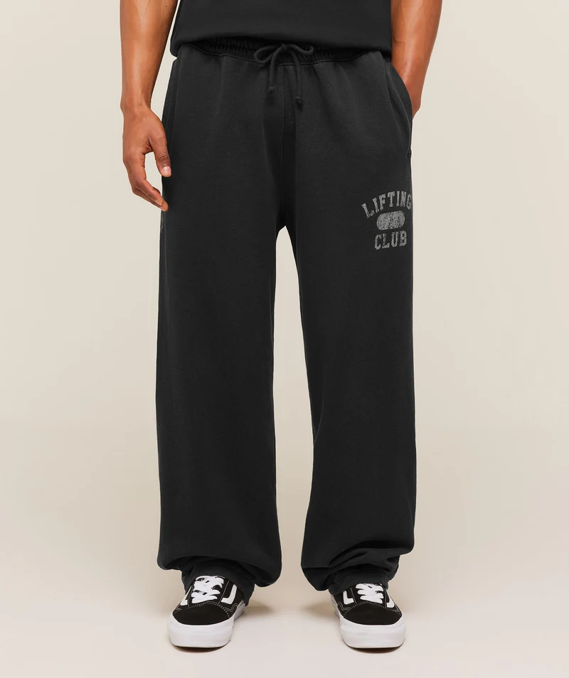Gymshark Retro Collegiate Graphic Wide Leg Pants - Black