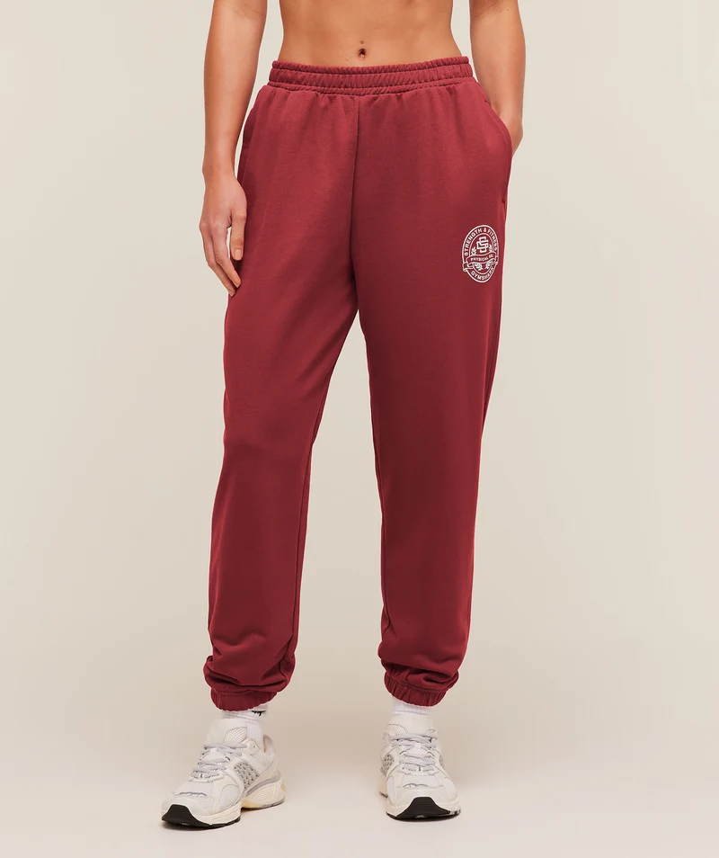 Gymshark Strength and Fitness Crest Graphic Joggers - Athletic Burgundy