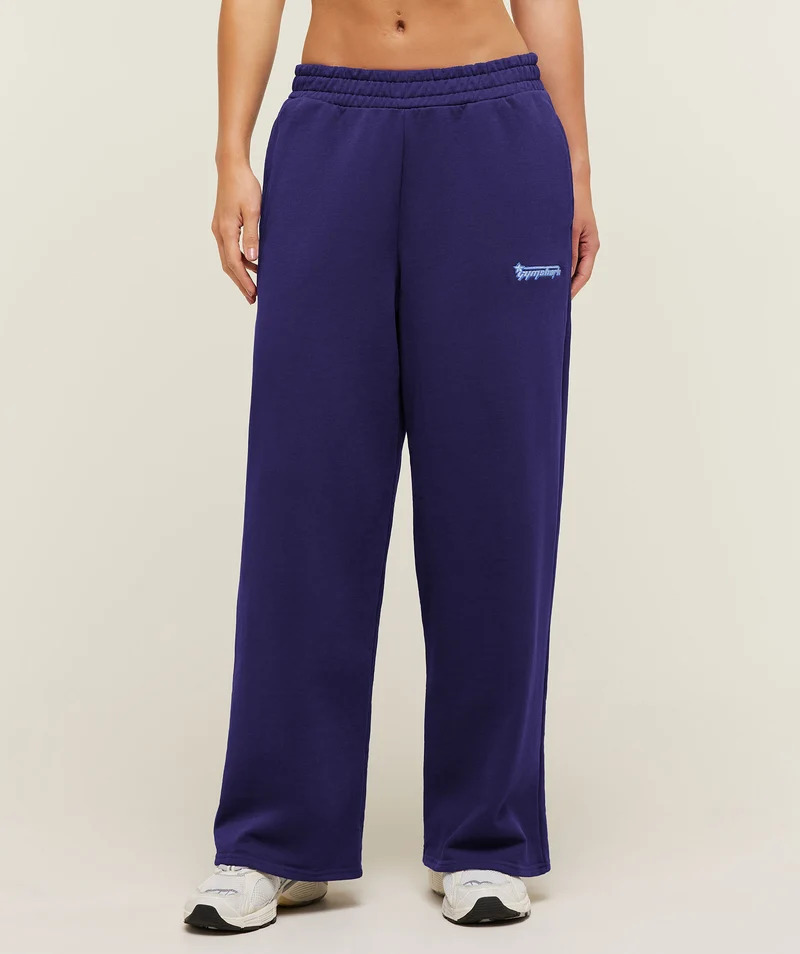 Gymshark Script Embroidery Wide Leg Pants - Indigo Purple
