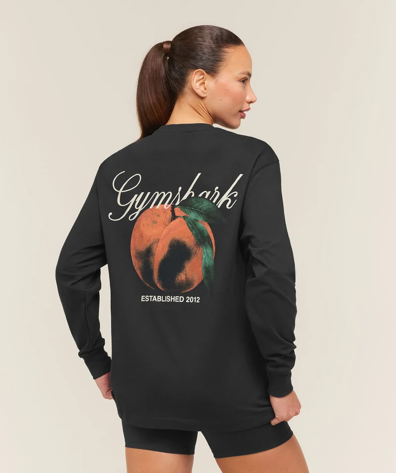 Gymshark Juicy Peach Long Sleeve T-Shirt - Black