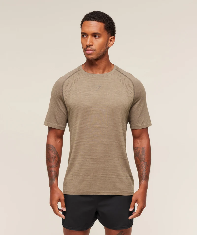 Gymshark Versatile Seamless T-Shirt - Cement Brown/Camo Brown