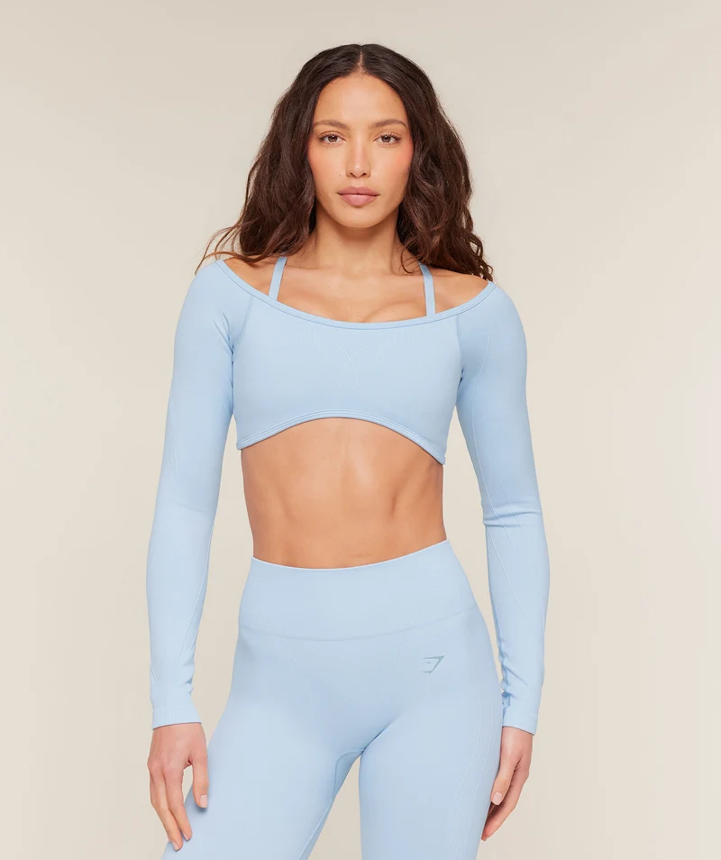 Gymshark Poise Long Sleeve Top - Chilled Blue