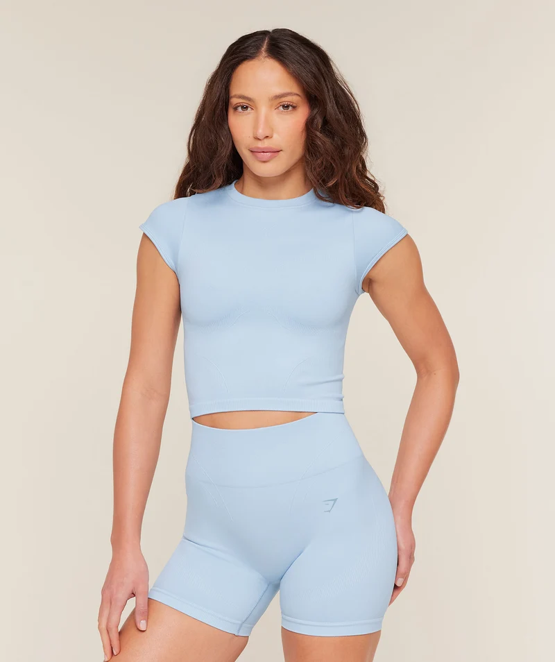 Gymshark Poise Crew Neck Short Sleeve Top - Chilled Blue