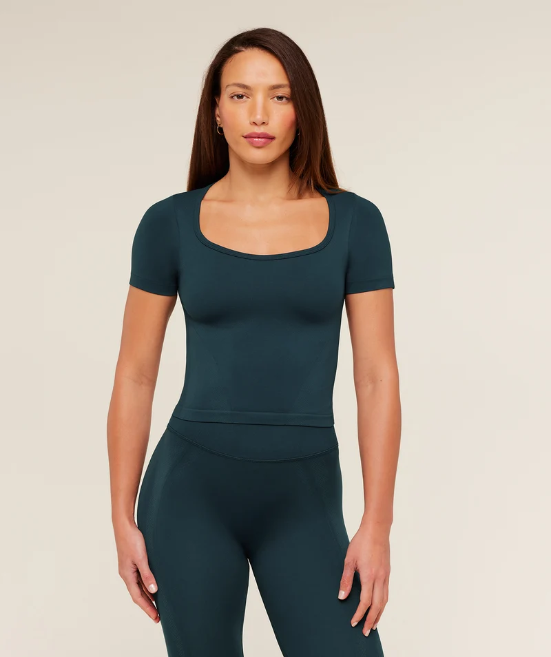 Gymshark Weekend Seamless Short Sleeve Top - Deep Petrol Blue/Stealth Blue
