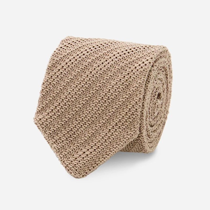 Textured Stripe Knit Champagne Tie