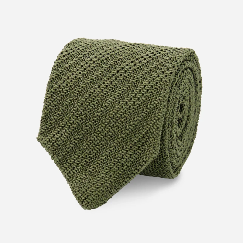 Textured Stripe Knit Pale Avocado Tie