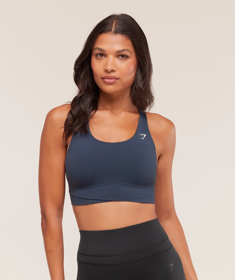 Gymshark Cross Over Sports Bra - Heavy Blue