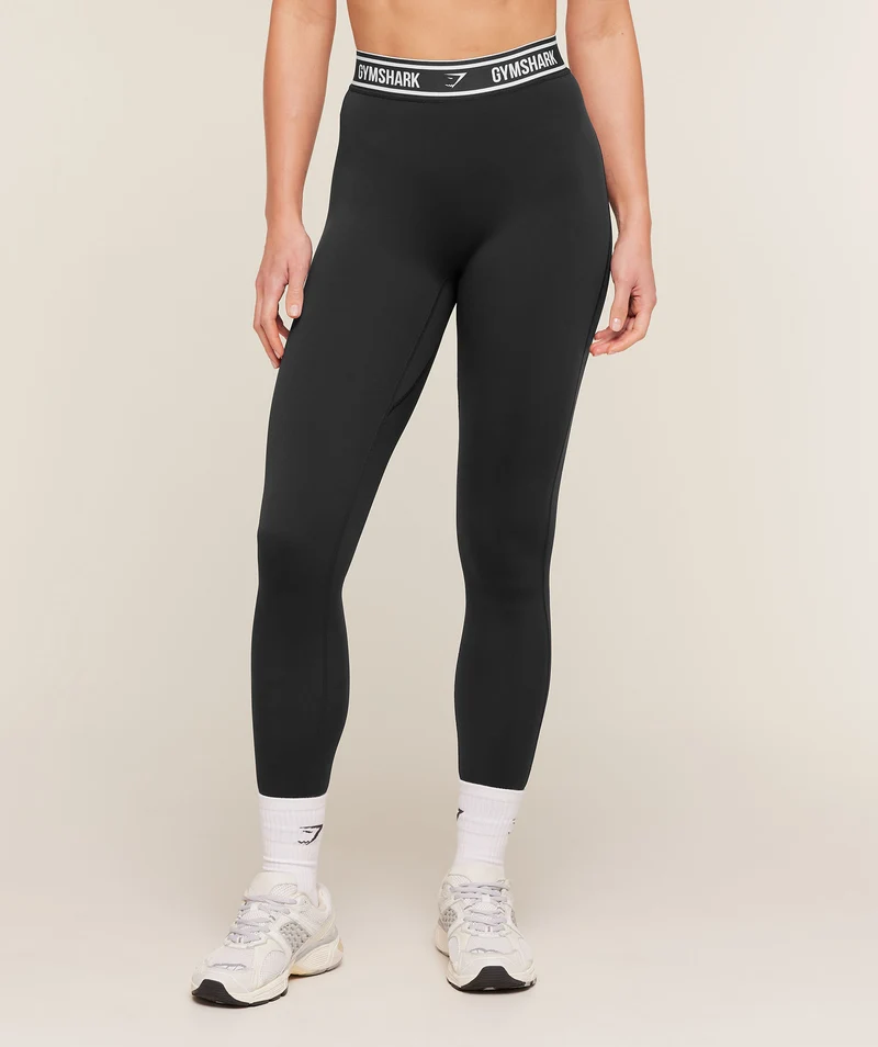 Gymshark Waistband Logo Leggings - Black