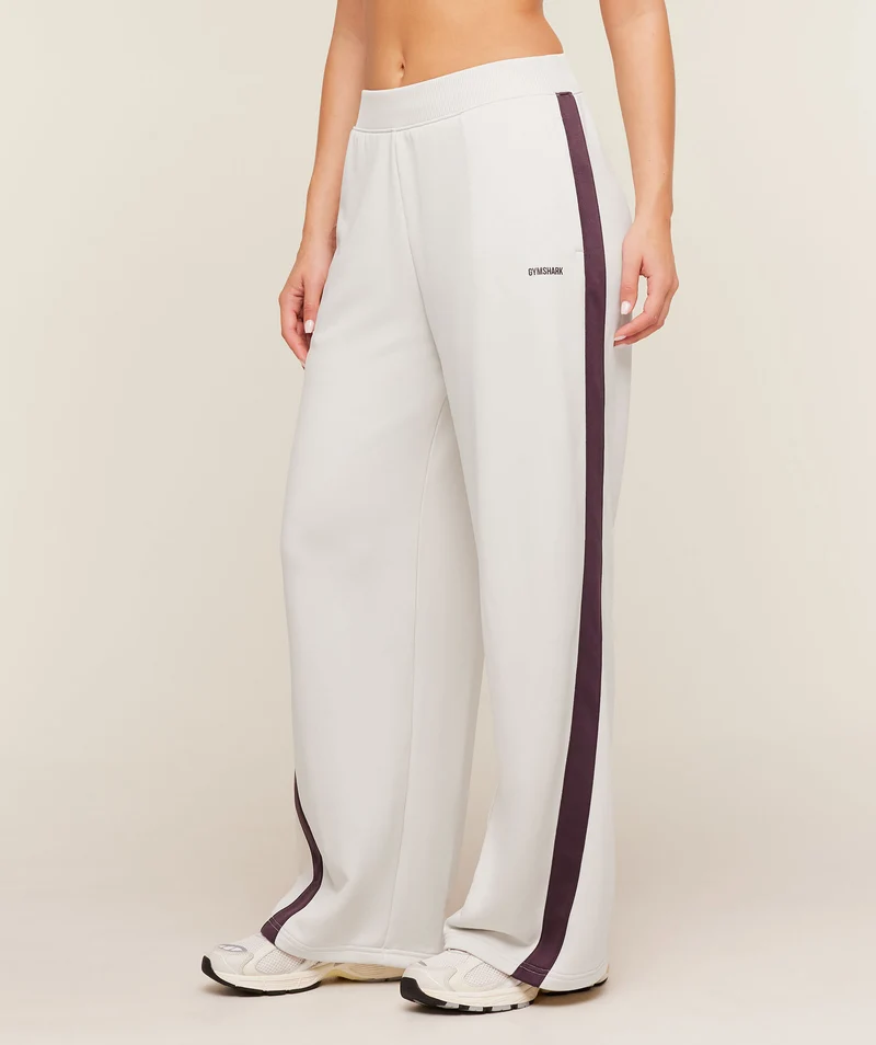 Gymshark Lightweight Tricot Wide Leg Pants - Tinted White/Cherry Purple