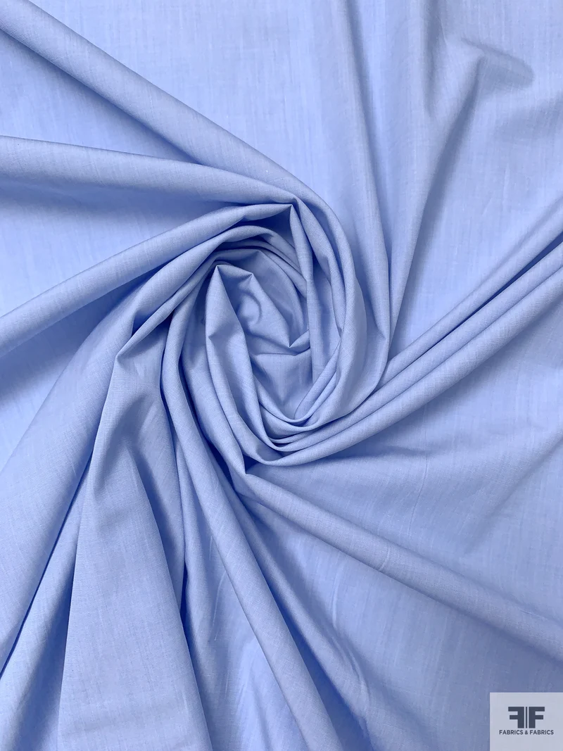 Italian Plain-Weave Yarn-Dyed Fine Cotton Shirting - Beau Blue