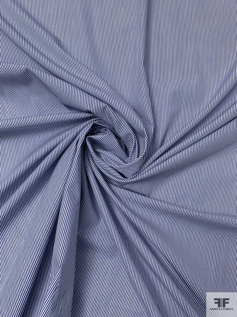 Italian Striped Yarn-Dyed Fine Cotton Shirting - Blue / White