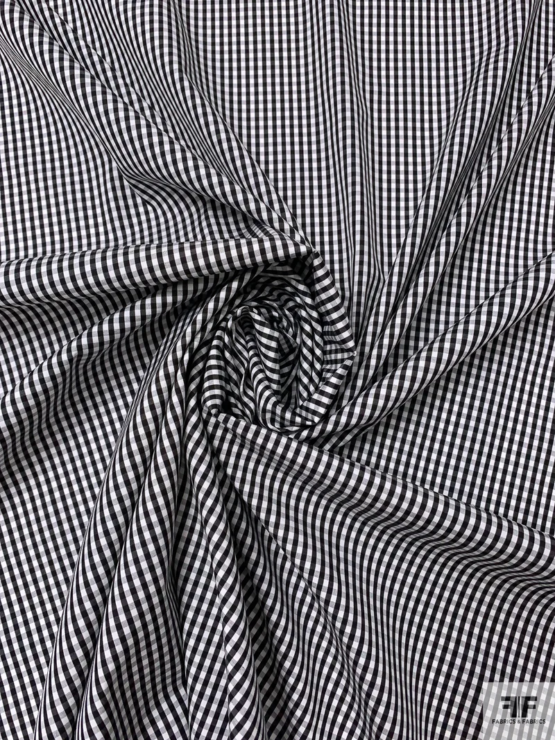 Made in Japan Gingham Check Yarn-Dyed Cotton Shirting - Black / White