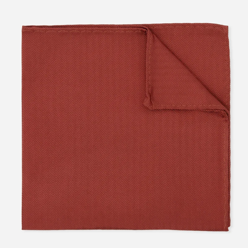 Sound Wave Herringbone Terracotta Pocket Square