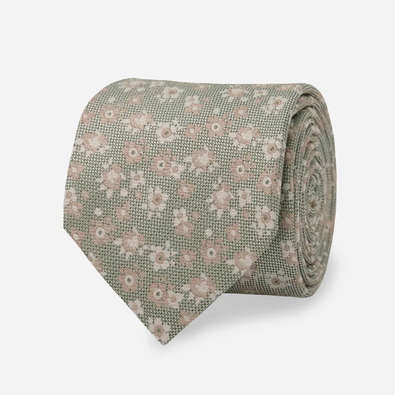 Marguerite Floral Sage Green Tie
