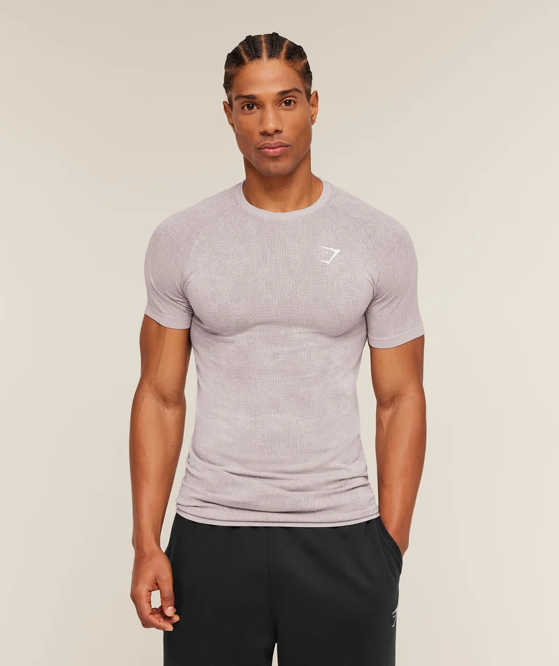 Gymshark Geo Seamless Grid T-Shirt - Dawn Purple/Dusk Purple