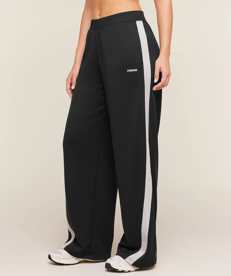 Gymshark Lightweight Tricot Wide Leg Pants - Black/Tinted White