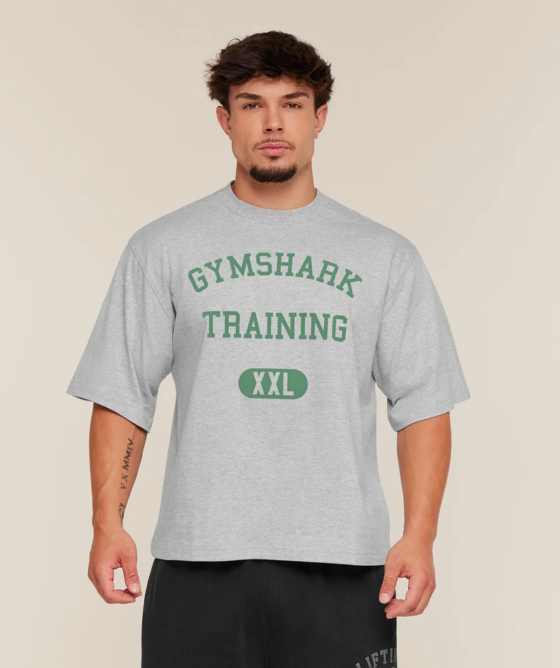 Gymshark Training Graphic T-Shirt - Light Grey Core Marl