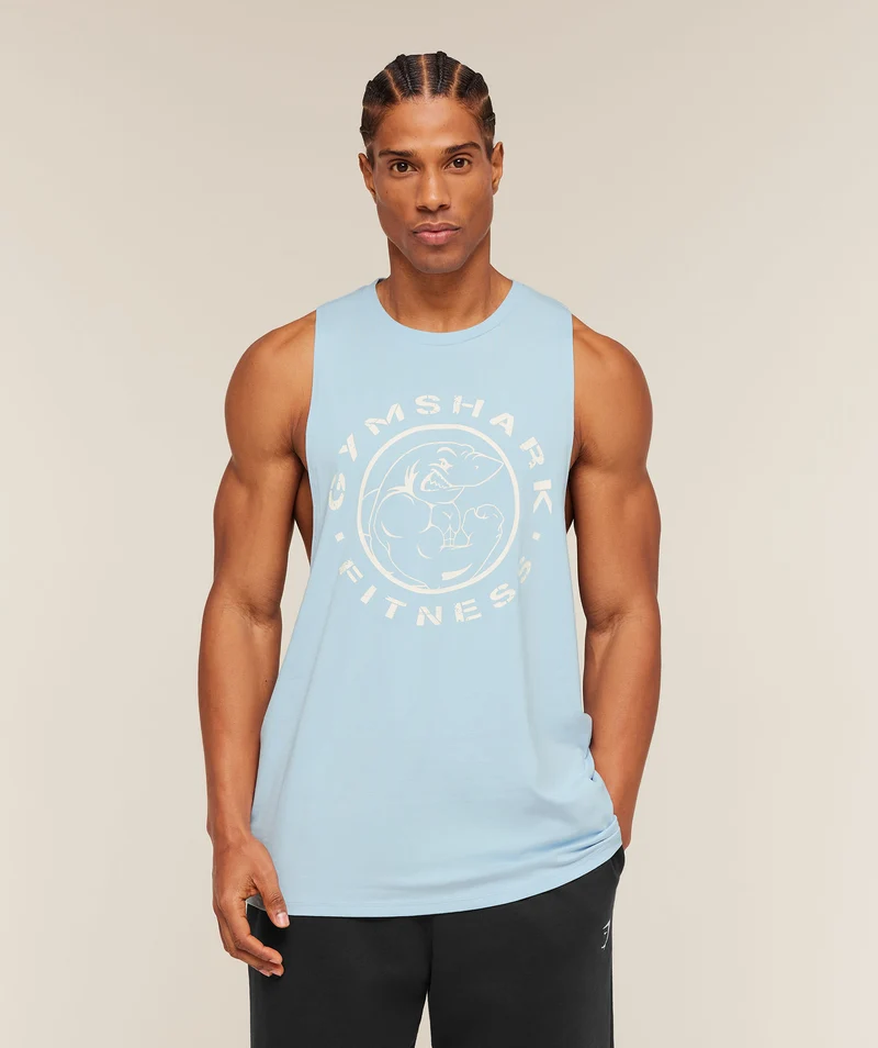 Gymshark Legacy Drop Arm Tank - Chilled Blue
