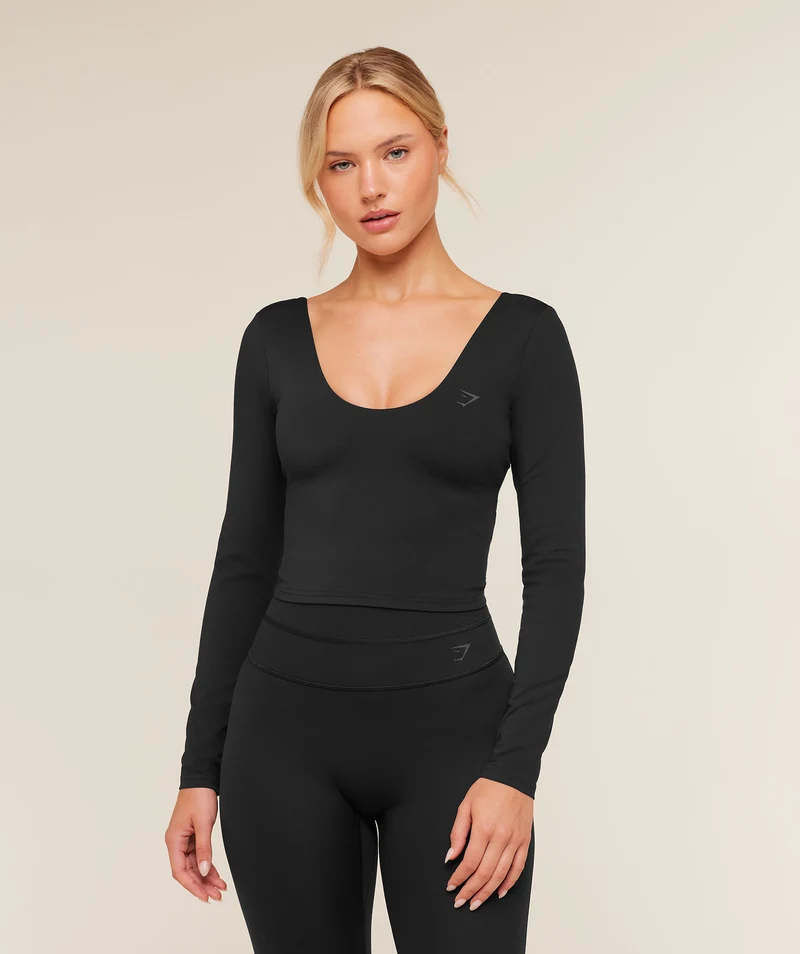 Gymshark Crossover Back Long Sleeve Top - Black