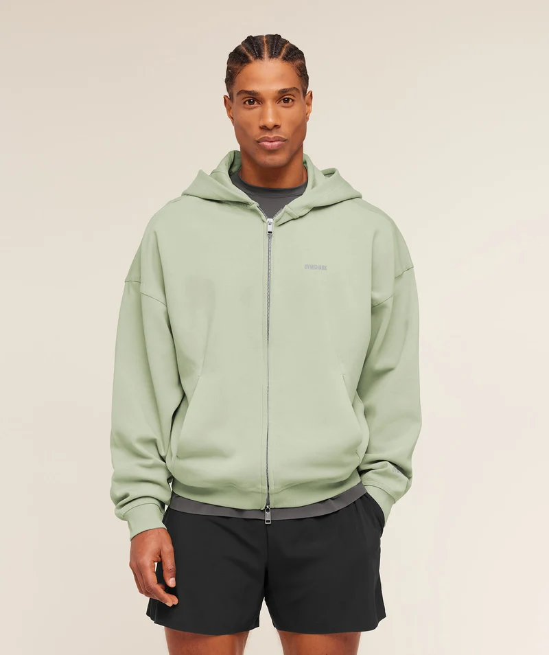 Gymshark Evolve Lightweight Zip Through Hoodie - Haze Green