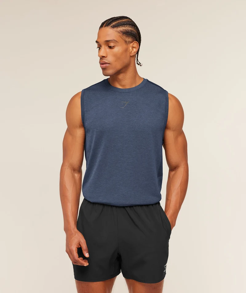 Gymshark Lightweight Seamless Tank - Heavy Blue/Marl