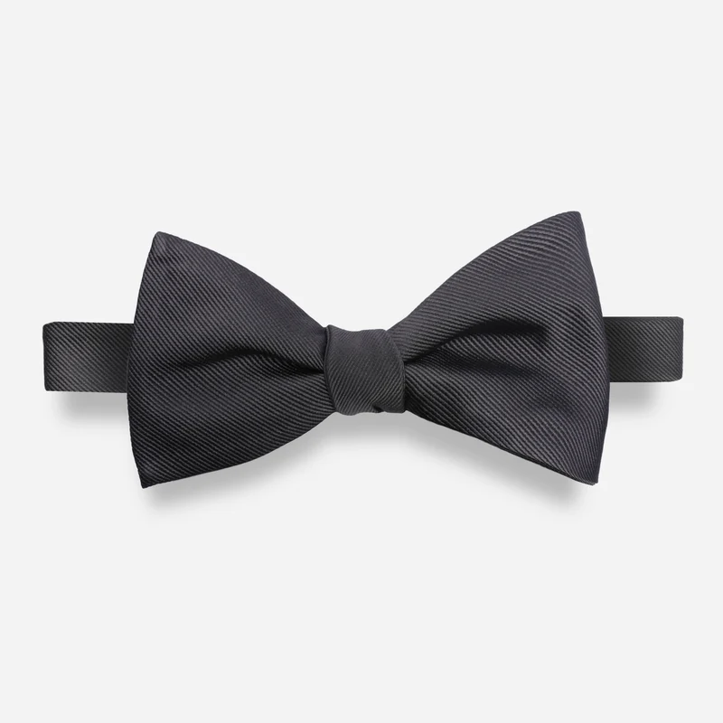 Grosgrain Solid Charcoal Bow Tie