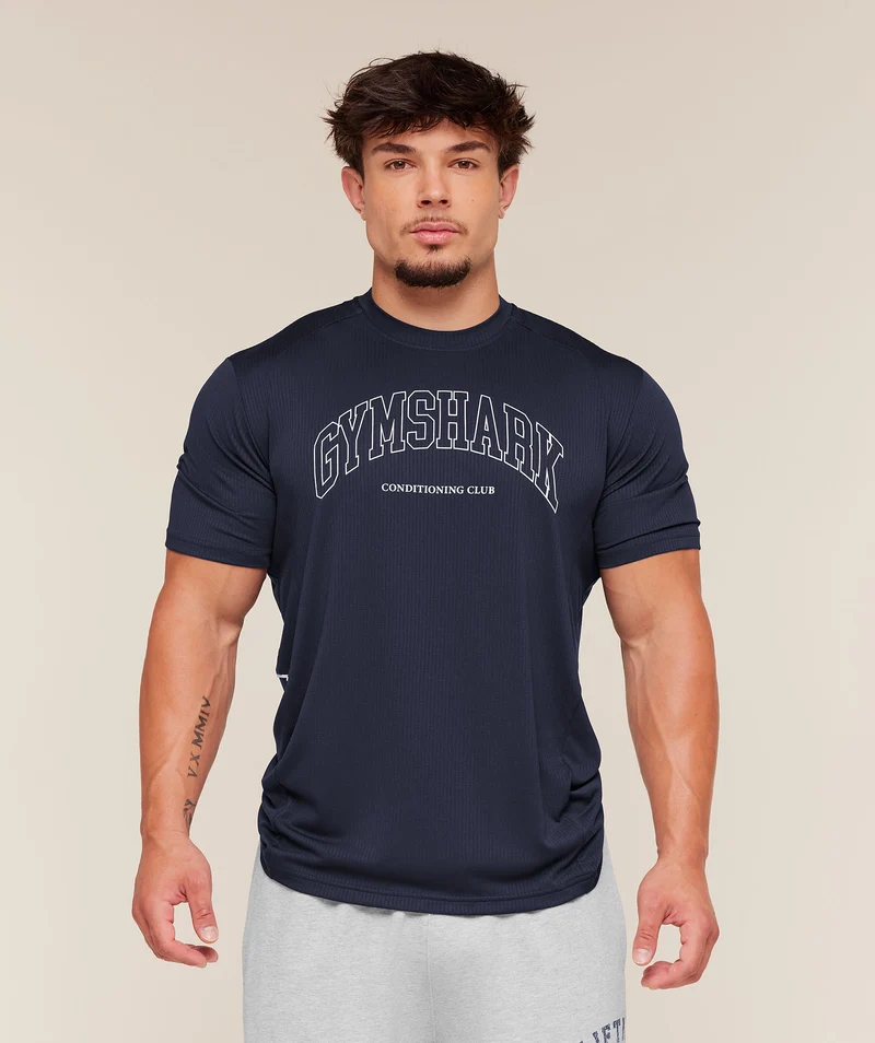 Gymshark Collegiate Tech T-Shirt - Heavy Blue